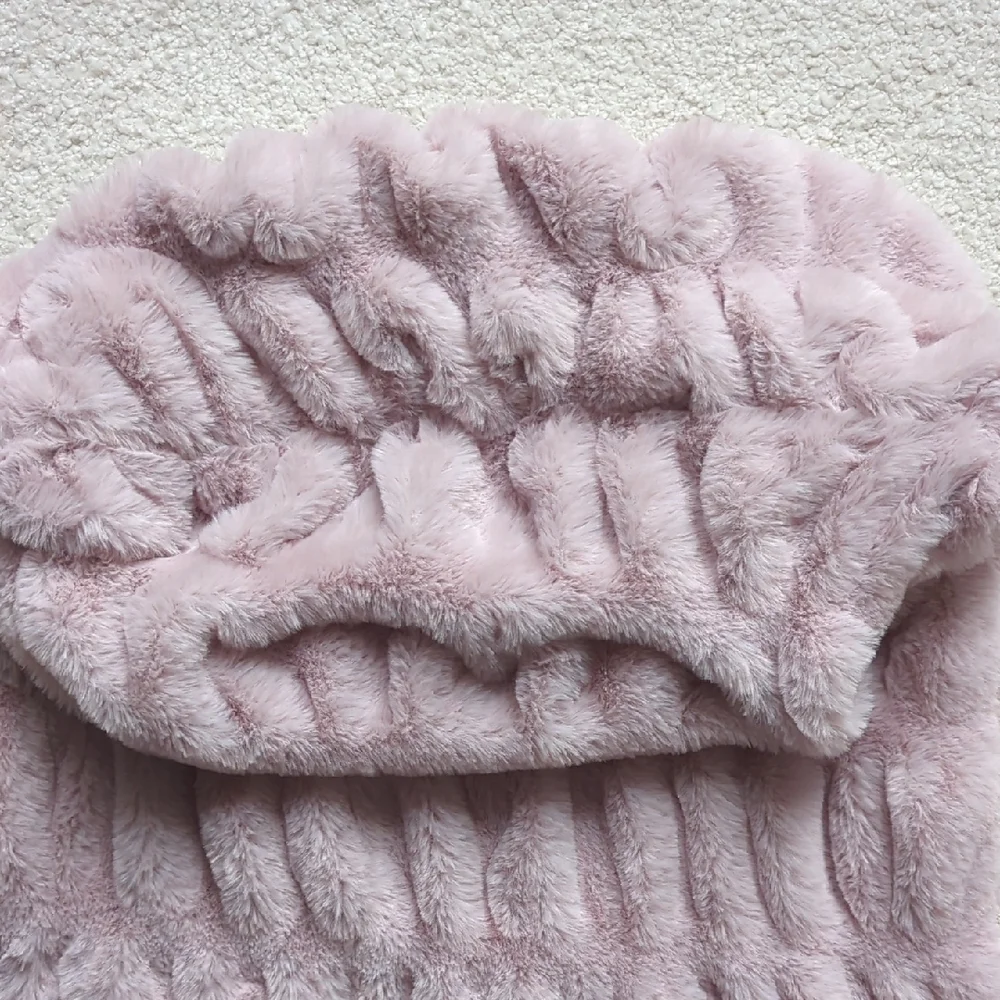 Set of Four Pink Faux Fur Pillow Covers